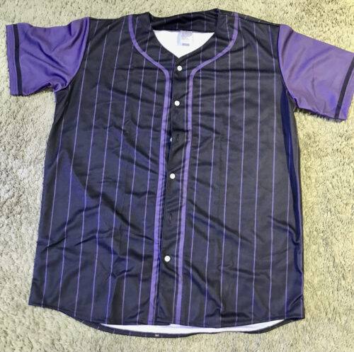 Custom Black-Purple Pinstripe Baseball Jersey Personalized Name Number Logo photo review